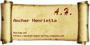 Ascher Henrietta névjegykártya